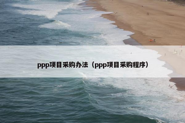 ppp项目采购办法（ppp项目采购程序）