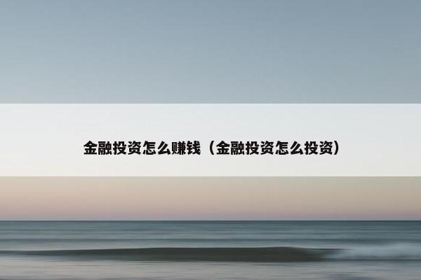 金融投资怎么赚钱（金融投资怎么投资）