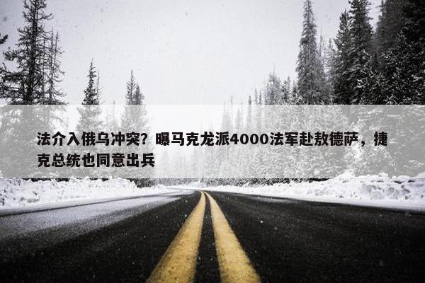 法介入俄乌冲突？曝马克龙派4000法军赴敖德萨，捷克总统也同意出兵