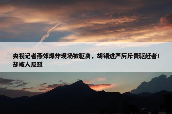 央视记者燕郊爆炸现场被驱离，胡锡进严厉斥责驱赶者！却被人反怼