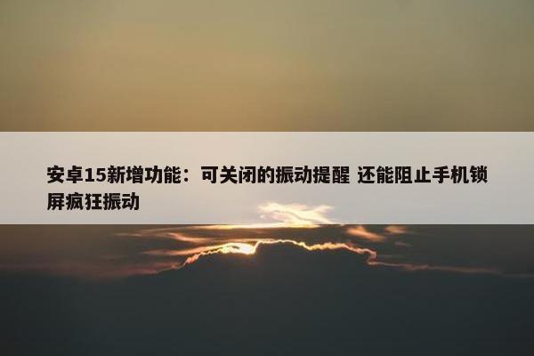 安卓15新增功能：可关闭的振动提醒 还能阻止手机锁屏疯狂振动