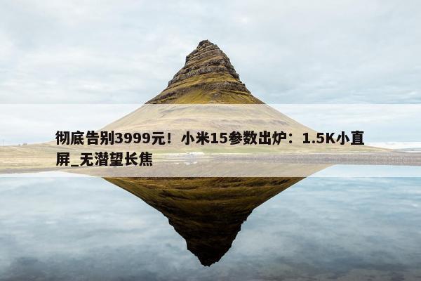 彻底告别3999元！小米15参数出炉：1.5K小直屏_无潜望长焦