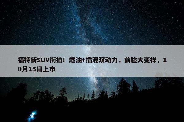 福特新SUV街拍！燃油+插混双动力，前脸大变样，10月15日上市