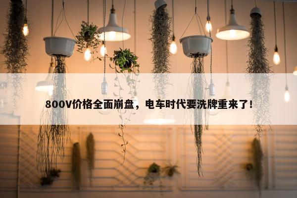 800V价格全面崩盘，电车时代要洗牌重来了！