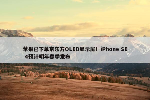 苹果已下单京东方OLED显示屏！iPhone SE 4预计明年春季发布